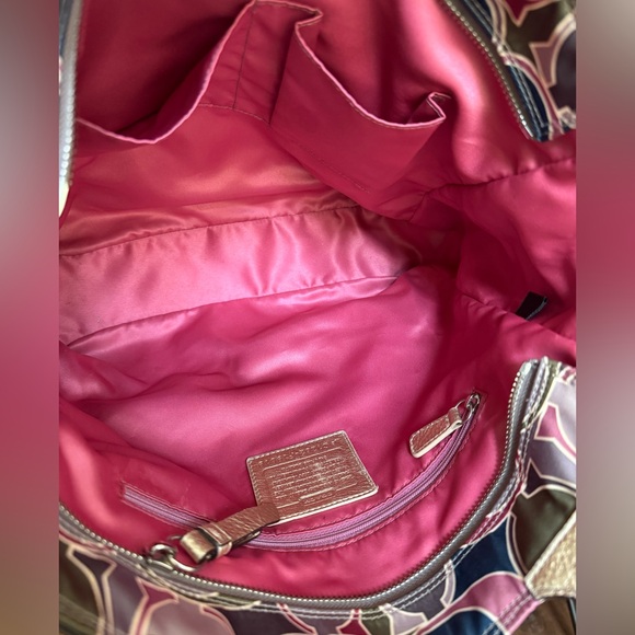 COACH Op Art Satin Tote Metallic Gold Trim Zip Top | Clean - Picture 7 of 11